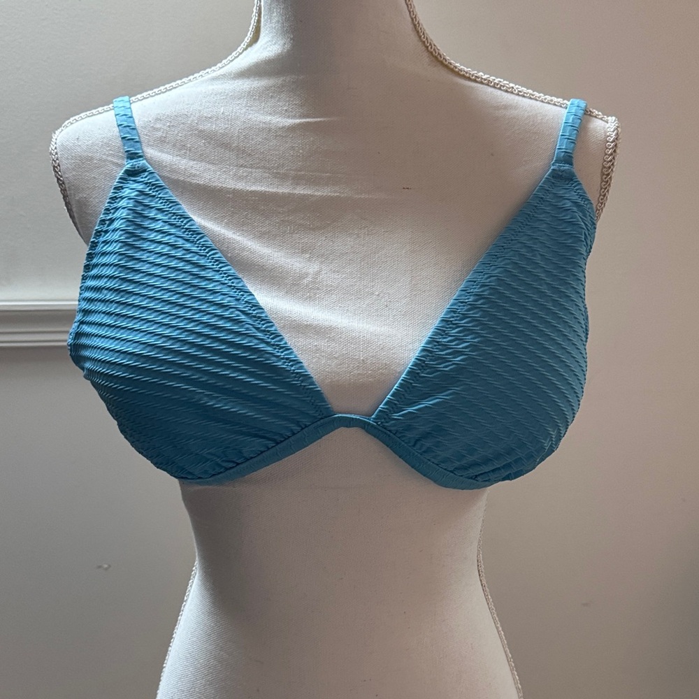 Aerie Textured Blue Bikini Top